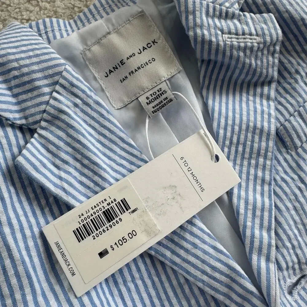 Janie and Jack Striped Seersucker Blazer